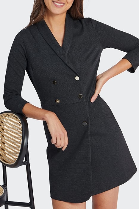 CHARCOAL HOUNDSTOOTH MOTIF UPCYCLED DRESS 4