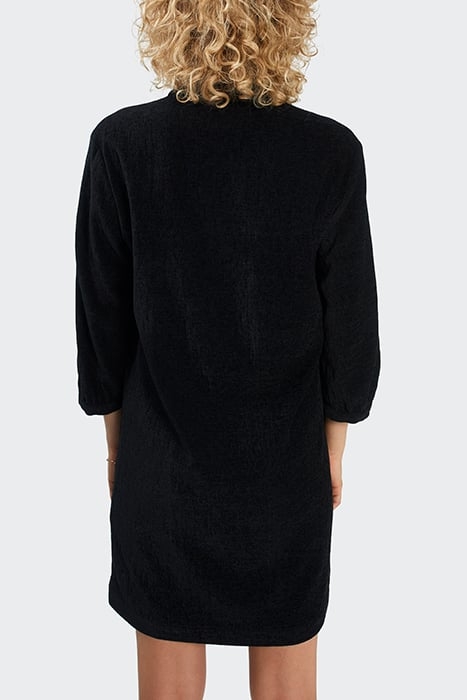 BLACK TEXTURED VELVET DRESS 2