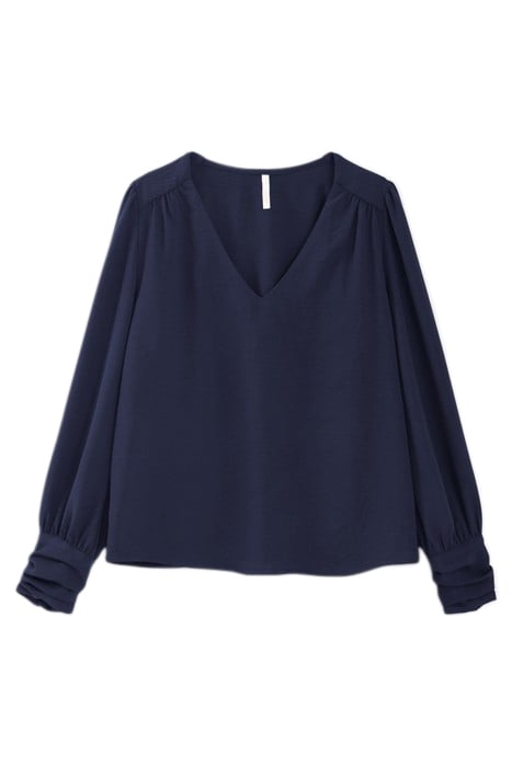 FLASH NAVY BLOUSE WITH DRAPED CUFFS 3