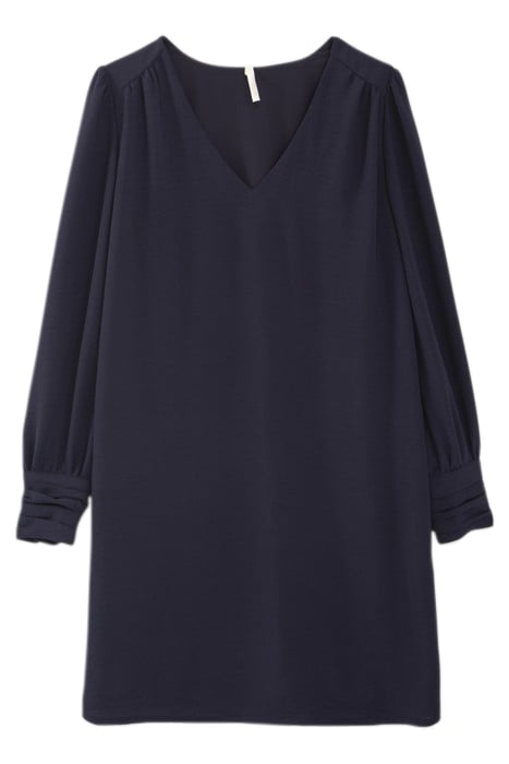 NAVY DRESS WITH DRAPED CUFFS 1