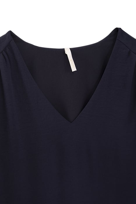 NAVY DRESS WITH DRAPED CUFFS 2