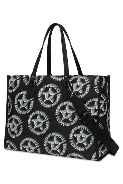 MOSCHINO COUTURE STARS NYLON SHOPPER BLACK 2