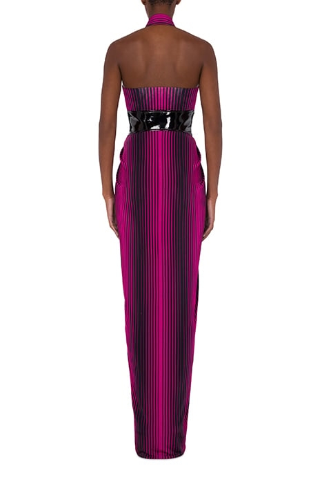 DEGRADÉ STRIPES ORGANZA DRESS FUCSIA 2