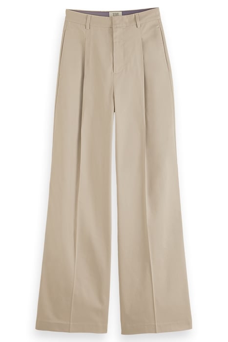 ROSE - PLEATED HIGH RISE WIDE LEG CHINO PANTS SOFT TAUPE 1
