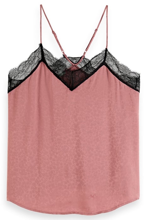 CAMISOLE WITH BLACK LACE DETAIL WEATHERED PINK 4