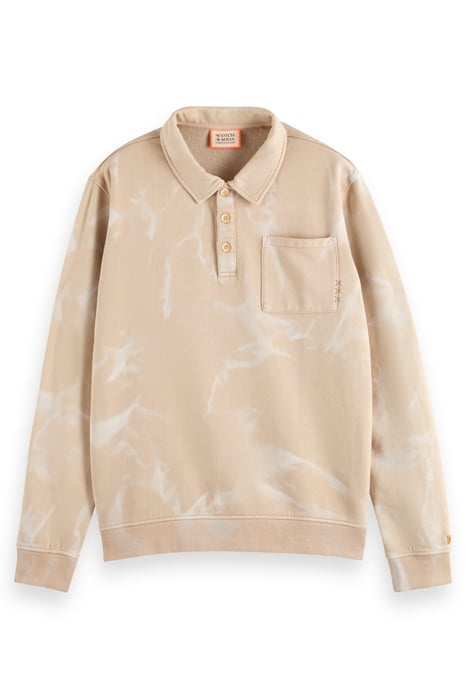 WASHED POLO COLLAR SWEATSHIRT PEBBLE 1