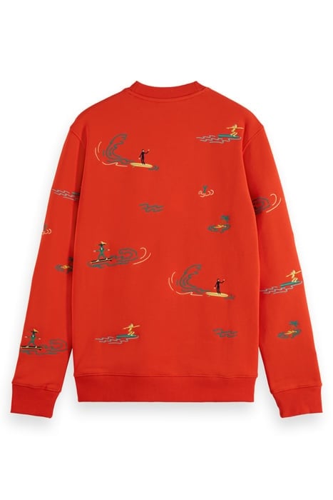 ALL-OVER EMBROIDERY SWEATSHIRT BOAT RED 5