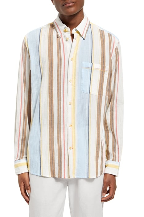 CRINKLED VOILE STRIPE SHIRT MULTI STRIPE 1