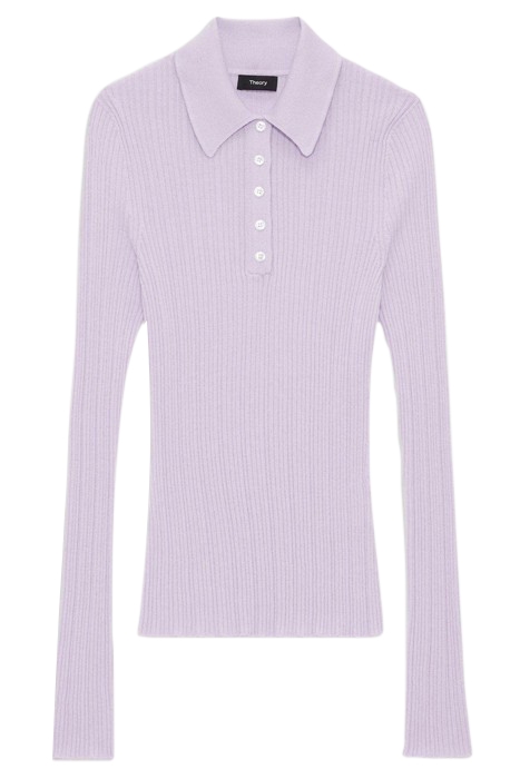 SLIM POLO IN WOOL-VISCOSE CREPE LILAC SKY 2