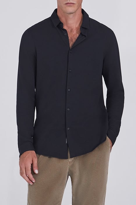 BLACK ORGANIC PIQUE KNIT REGULAR SHIRT BLACK 1