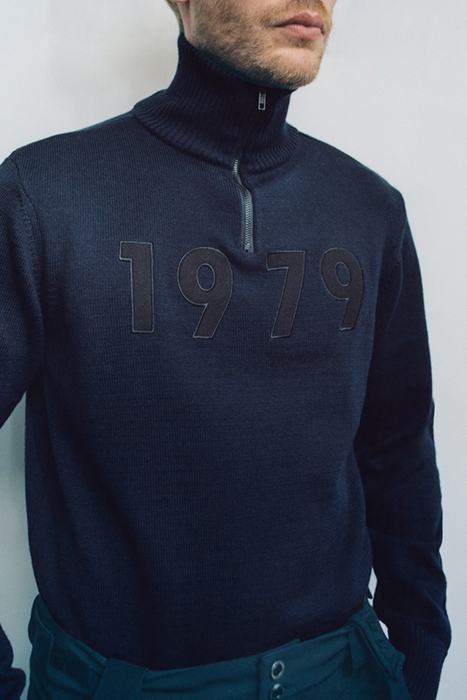 NAVY KNIT IKKS X DUVILLARD ZIP-NECK SWEATER NAVY 4