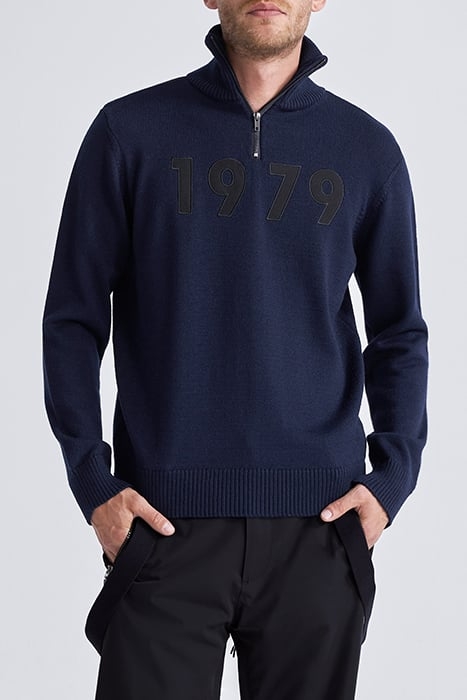 NAVY KNIT IKKS X DUVILLARD ZIP-NECK SWEATER NAVY 1
