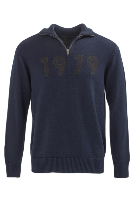 NAVY KNIT IKKS X DUVILLARD ZIP-NECK SWEATER NAVY 3