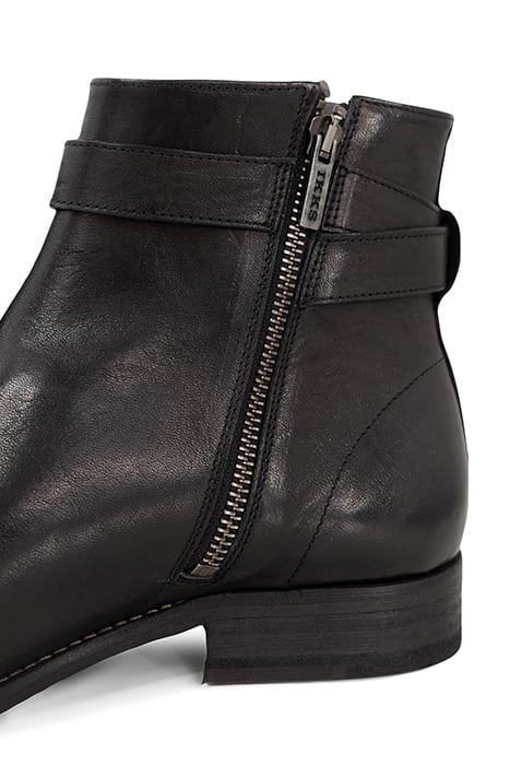BLACK LEATHER BOOTS WITH BUCKLED STRAP BLACK 5