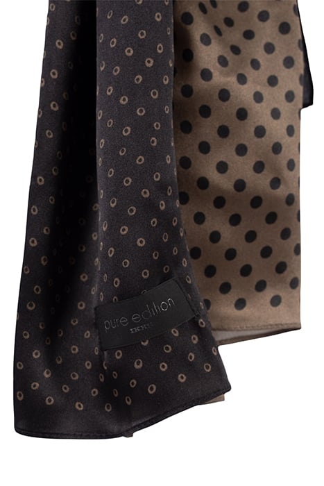BLACK PURE EDITION DOUBLE POLKA DOT SILK SCARF BLACK 5