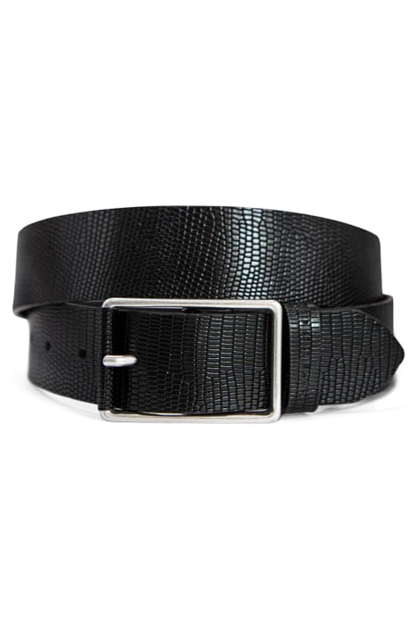 BLACK PYTHON-LOOK EMBOSSED LEATHER BELT BLACK 1