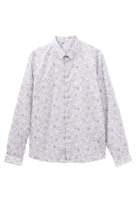 WHITE LIBERTY FABRIC SLIM SHIRT, BLUE FLOWERS WHITE 2