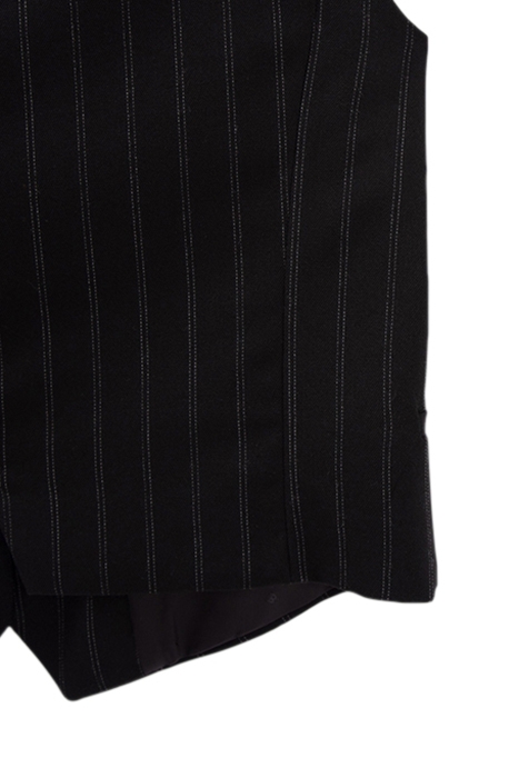 BLACK PINSTRIPE SUIT WAISTCOAT BLACK 6