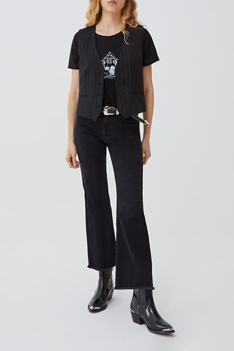 BLACK PINSTRIPE SUIT WAISTCOAT BLACK 2