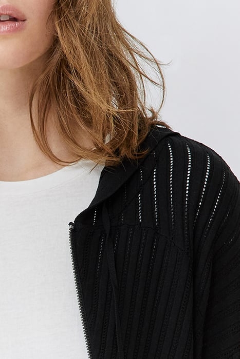 BLACK DECORATIVE OPENWORK KNIT CARDIGAN BLACK 5