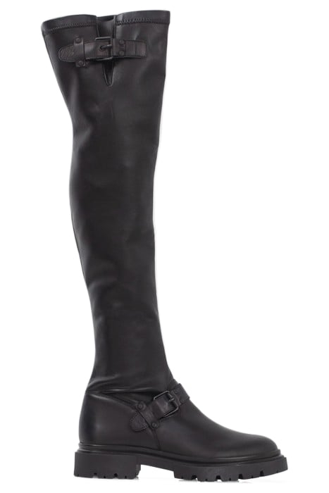 BLACK THIGH-HIGH BOOTS WITH LUGGED SOLES BLACK 1