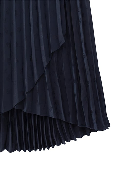 NAVY SKULL MOTIF JACQUARD PLEATED SKIRT NAVY 7