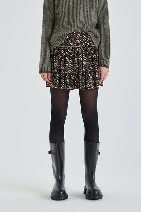 BLACK FUSAIN PRINT SHORT FLOWING SKIRT BLACK 1