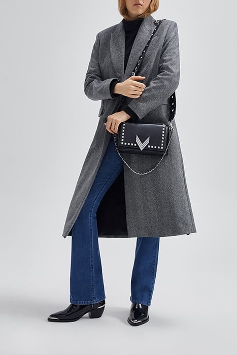 GREY WOOL FABRIC CHEVRON LONG COAT GREY 3