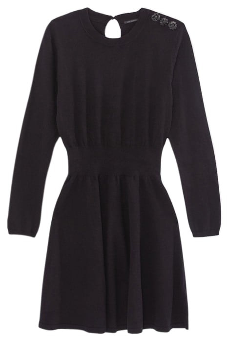 BLACK SWEATER DRESS WITH DIAMANTE BUTTONS BLACK 4