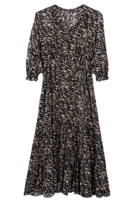 BLACK FUSAIN PRINT LONG DRESS BLACK 3