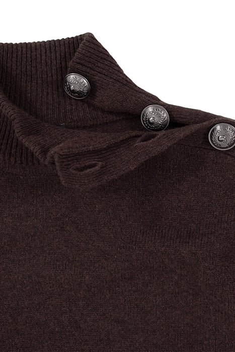 CHOCOLATE KNIT DRESS, ENGRAVED BUTTONS ON SHOULDER CHOCOLATE 7