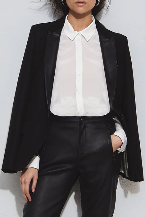 PURE EDITION BLACK SUIT JACKET WITH LEATHER LAPEL BLACK 6