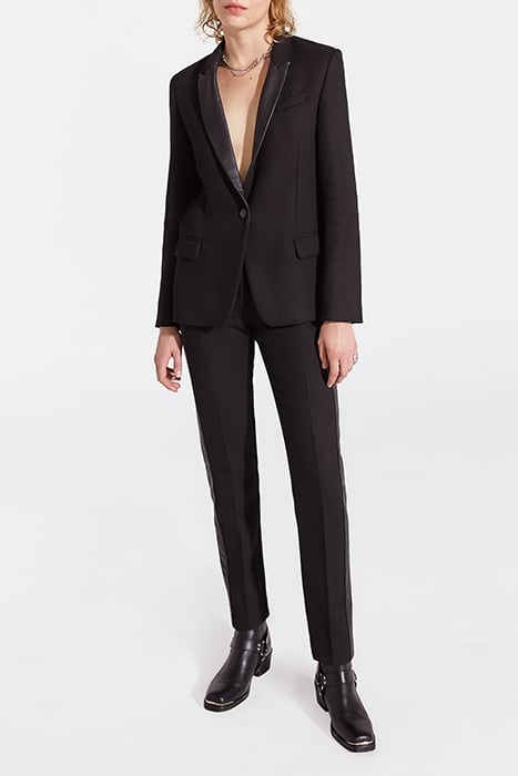 PURE EDITION BLACK SUIT JACKET WITH LEATHER LAPEL BLACK 3