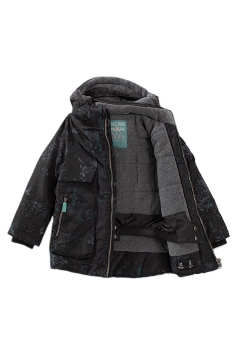 BOYS’ BLACK GRAPHIC PRINT PARKA BLACK 3