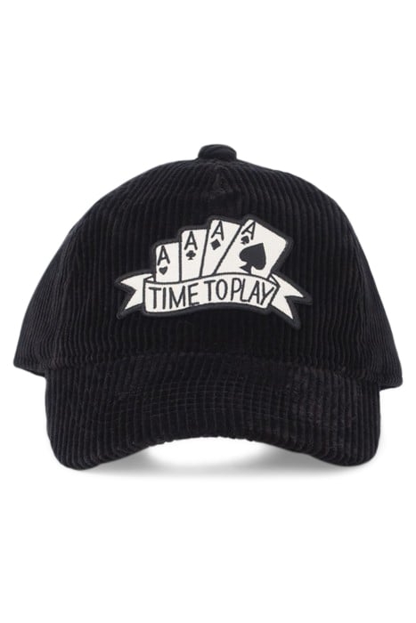 BOYS’ BLACK CORDUROY CAP WITH ACE BADGE BLACK 2