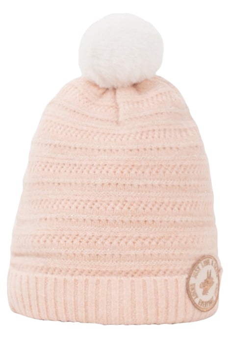GIRLS’ PINK DECORATIVE LUREX KNIT BEANIE WITH BRONZE BADGE P 3