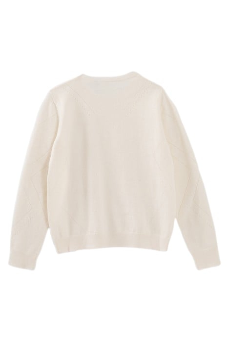 GIRL'S ECRU OPENWORK KNIT SWEATER OFF-WHITE 2