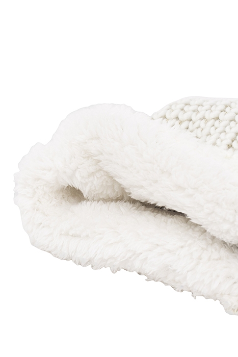 BABY GIRLS’ ECRU KNIT BEANIE, GOLD LUREX & LIGHTNING BADGE O 3