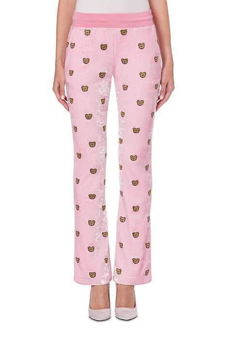 TEDDY EMBROIDERY STRETCH VELOR JOGGERS PINK 1