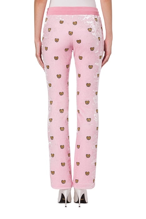 TEDDY EMBROIDERY STRETCH VELOR JOGGERS PINK 2