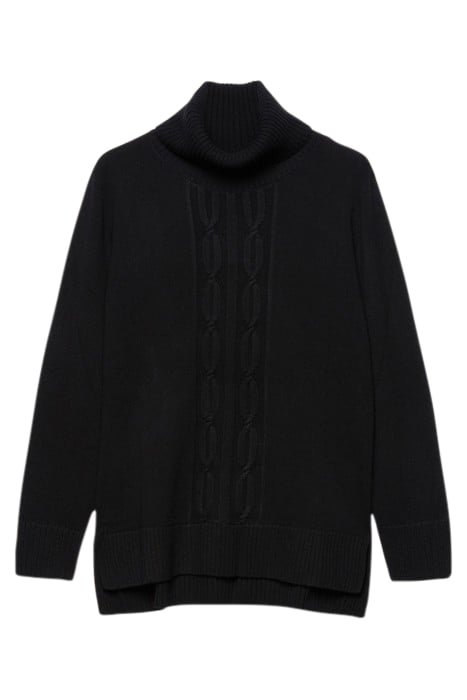 SWEATER WITH FRONT CABLE IN SUSTAINABLE WOOL BLACK 4