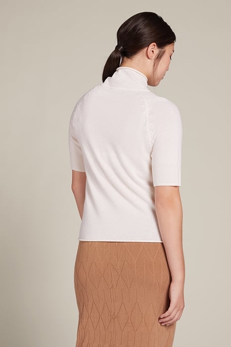 SHORT SLEEVED WOOL SWEATER WHITE 2