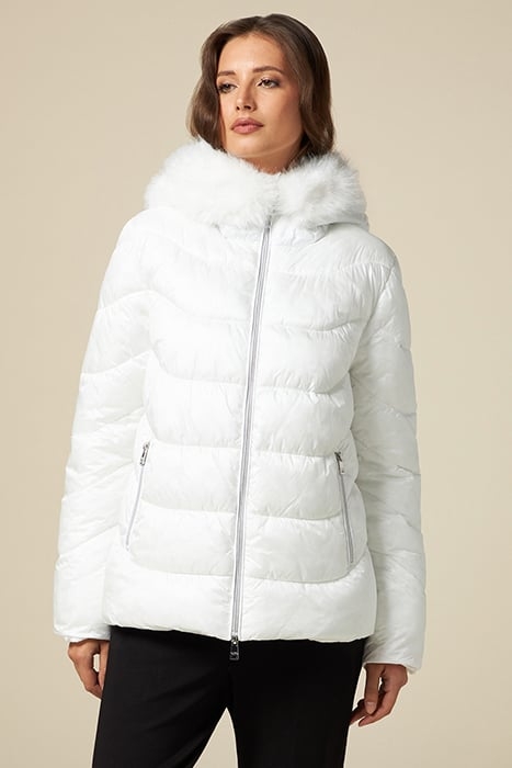 DOWN JACKET WITH FAUX FUR COLLAR WHITE 1