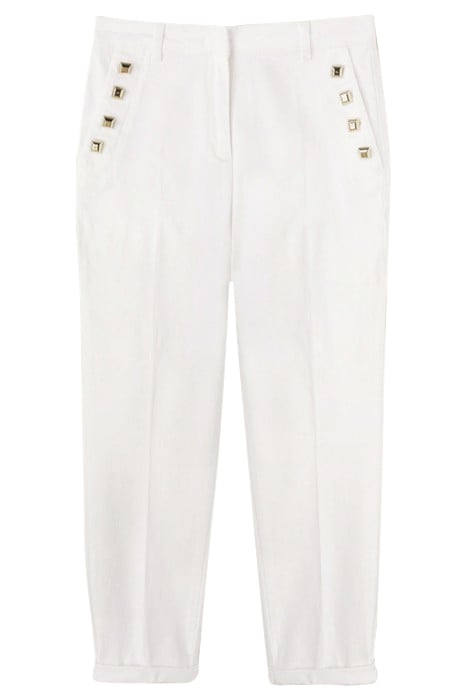 CHINO TROUSERS WITH BUTTON FEATURE WHITE 3