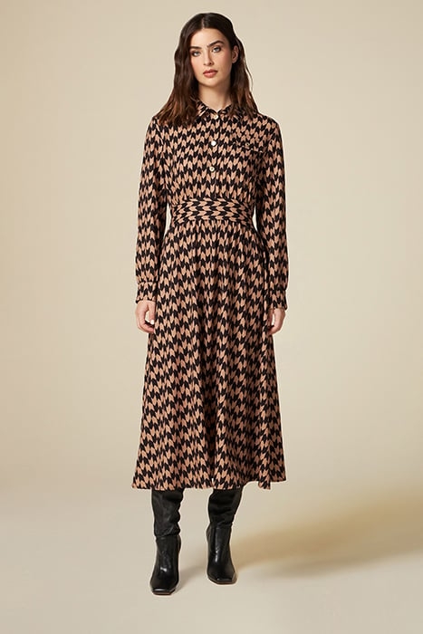 GEOMETRIC PATTERN DRESS NATURAL 1