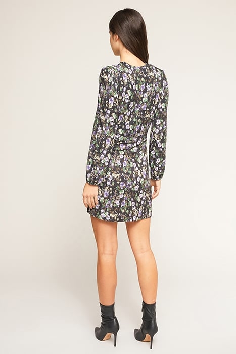 SHORT FLORAL PATTERNED JERSEY DRESS BLACK 2