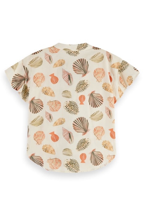 KNOTTED FRONT ALL-OVER PRINTED SHORT-SLEEVED SHIRT SHELLS 2