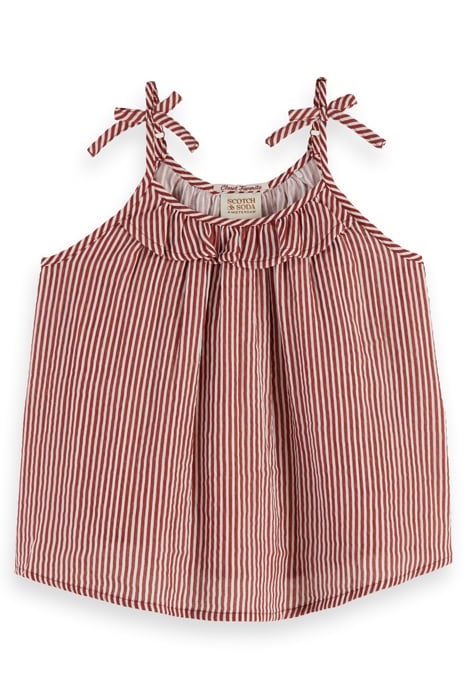 TIE DETAIL CRINKLE COTTON TANK TERRACOTTA STRIPE 2