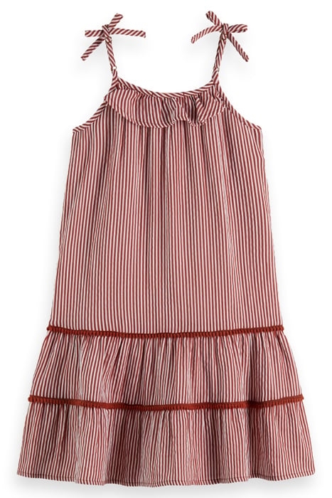 A-LINE CRINKLE COTTON DRESS TERRACOTTA STRIPE 2