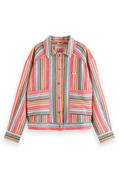 SHORT TRUCKER JACKET IN MULTI COLOUR STRIPE VIBRANT STRIPE 4